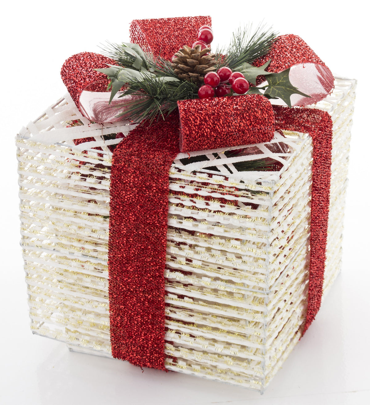 Ozdoba świąteczna LED Prezent biały, czerwony 29x25x25 25x20x20 20x15x15 cm