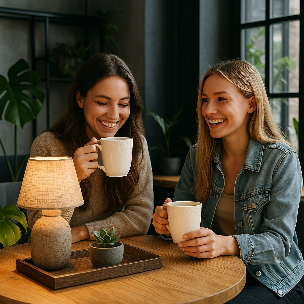 Kubek Sarmatia 400ml kremowy  porcelanowu ecru tłoczony wzór kwiaty