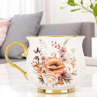 Kubek w pudełku porcelana 450 ml filiżanka wzór w kwiaty prezentowy