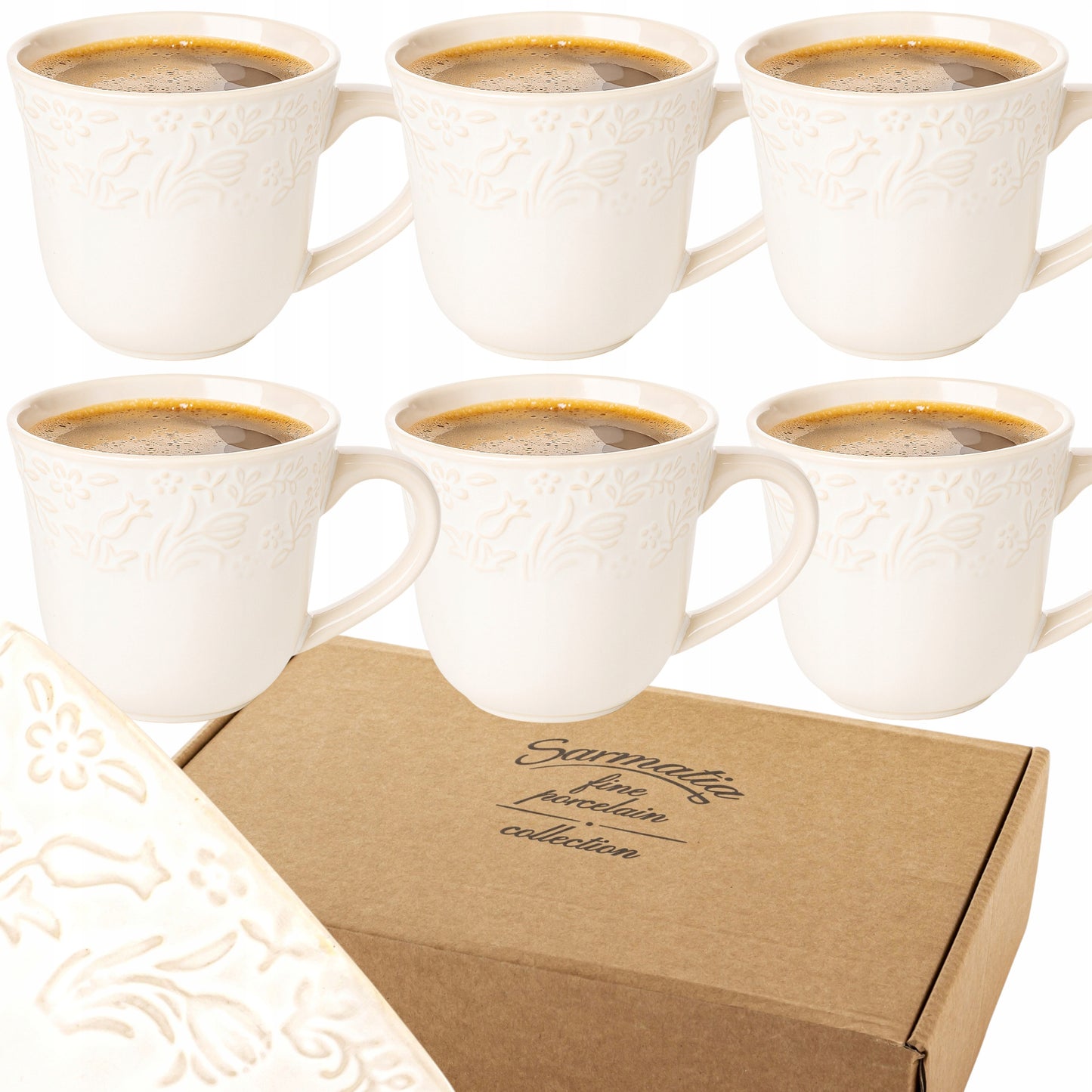 Filiżanka porcelanowa 250 ml 1 szt. kubek ecru Sarmatia porcelana