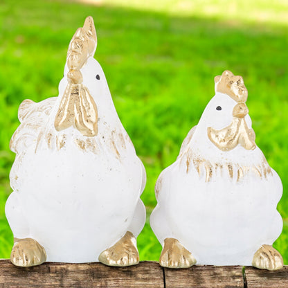 Kogut i Kura Komplet Figurka wielkanocna biało-złota, 14,5cm ozdoba zestaw