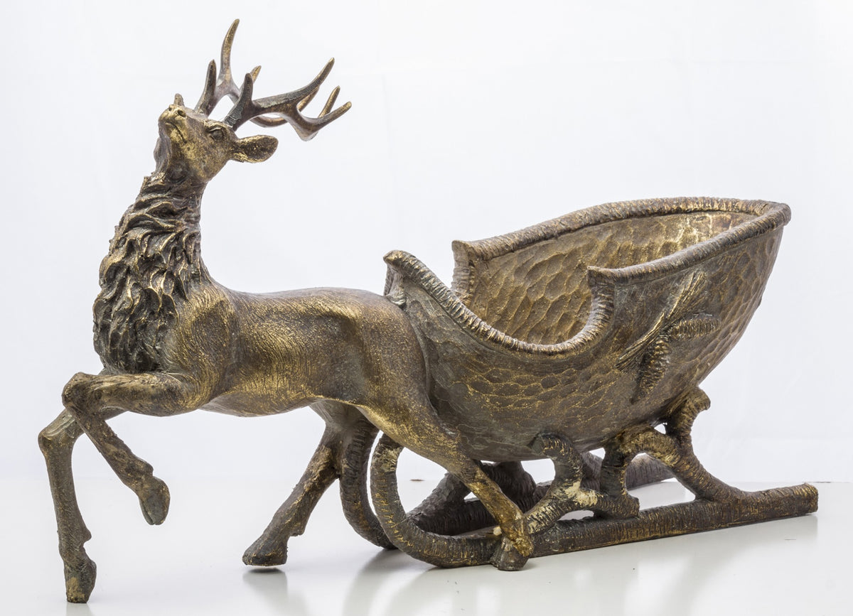 Figurka świąteczna jeleń złoty tworzywo sztuczne 26x48x14 cm Antique