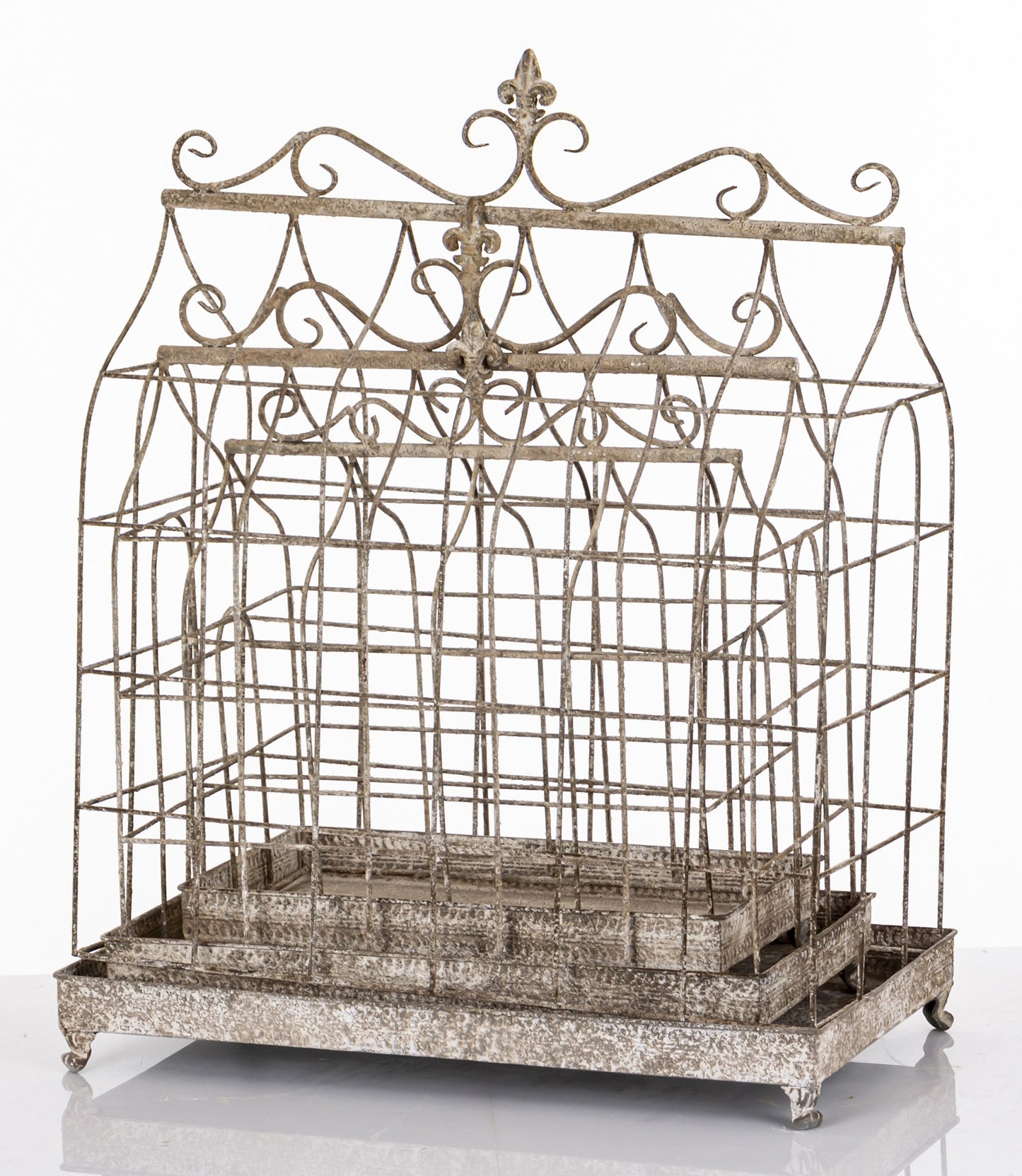 Klatka dekoracyjna metalowa komplet 2 szt. beżowy, brązowy 69x58x31,5 59x50x27 48x41x21,5