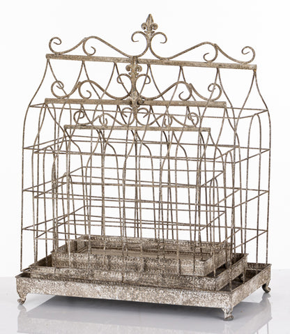 Klatka dekoracyjna metalowa komplet 2 szt. beżowy, brązowy 69x58x31,5 59x50x27 48x41x21,5