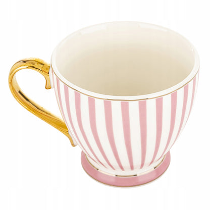 Kubek porcelanowy w pudełku na prezent różowy biały porcelana 450 ml
