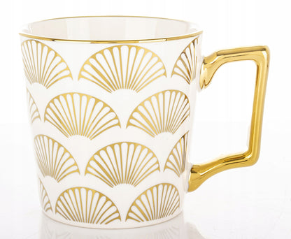 Porcelanowy Kubek elegancki złote ucho 310ml