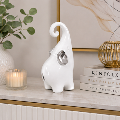 Słonik porcelanowy dekoracja ozdoba ceramika biały