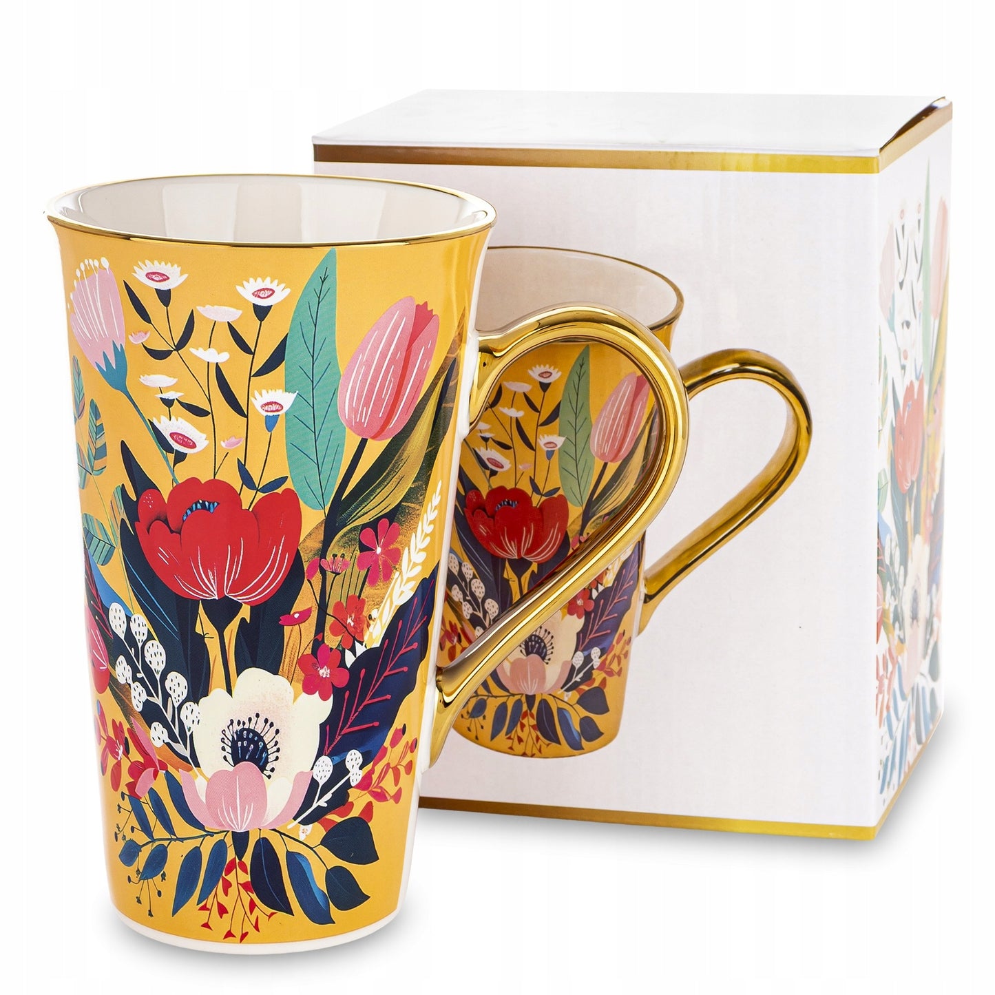 Porcelanowy Duży ozdobny kubek XXL w pudełku na prezent 700ml