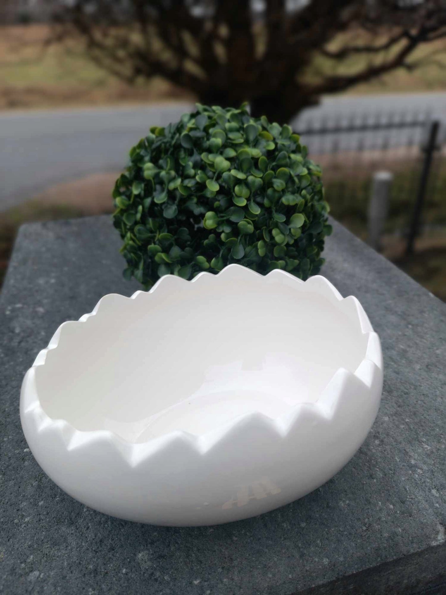 Osłonka wielkanocna ceramiczna jajko na owies rzeżuchę wiosenne stroiki