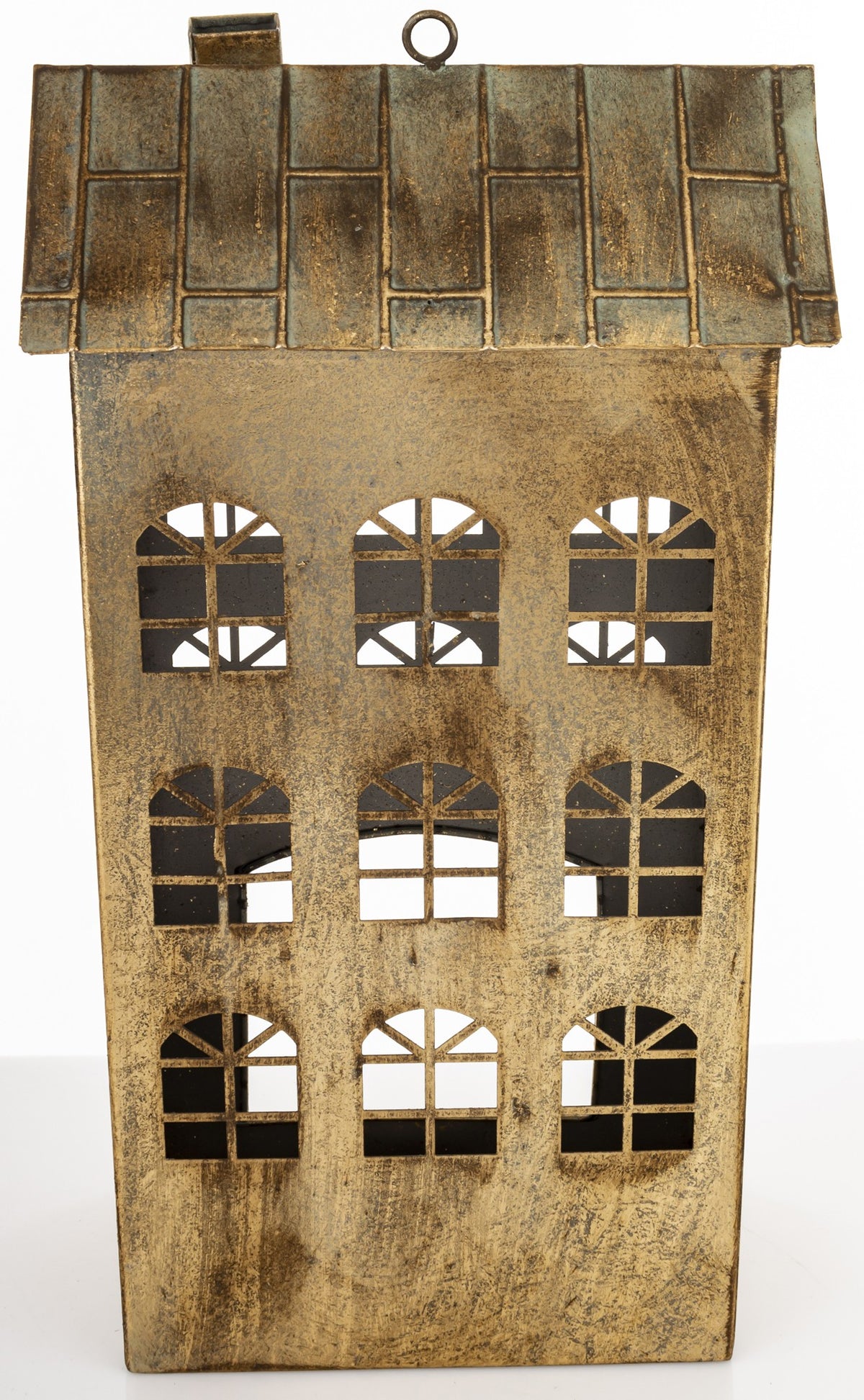 Figurka świąteczna Dekoracja Metalowa Domek złoty 45x23,5x14,5