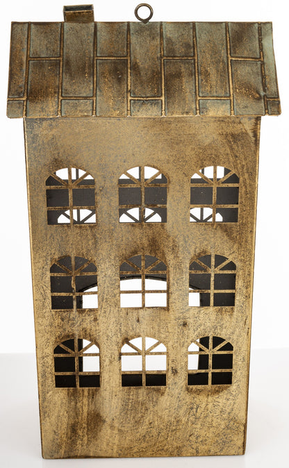Figurka świąteczna Dekoracja Metalowa Domek złoty 45x23,5x14,5