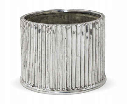 Osłonka ceramiczna srebrna doniczka okrągła średnia 15x16x16