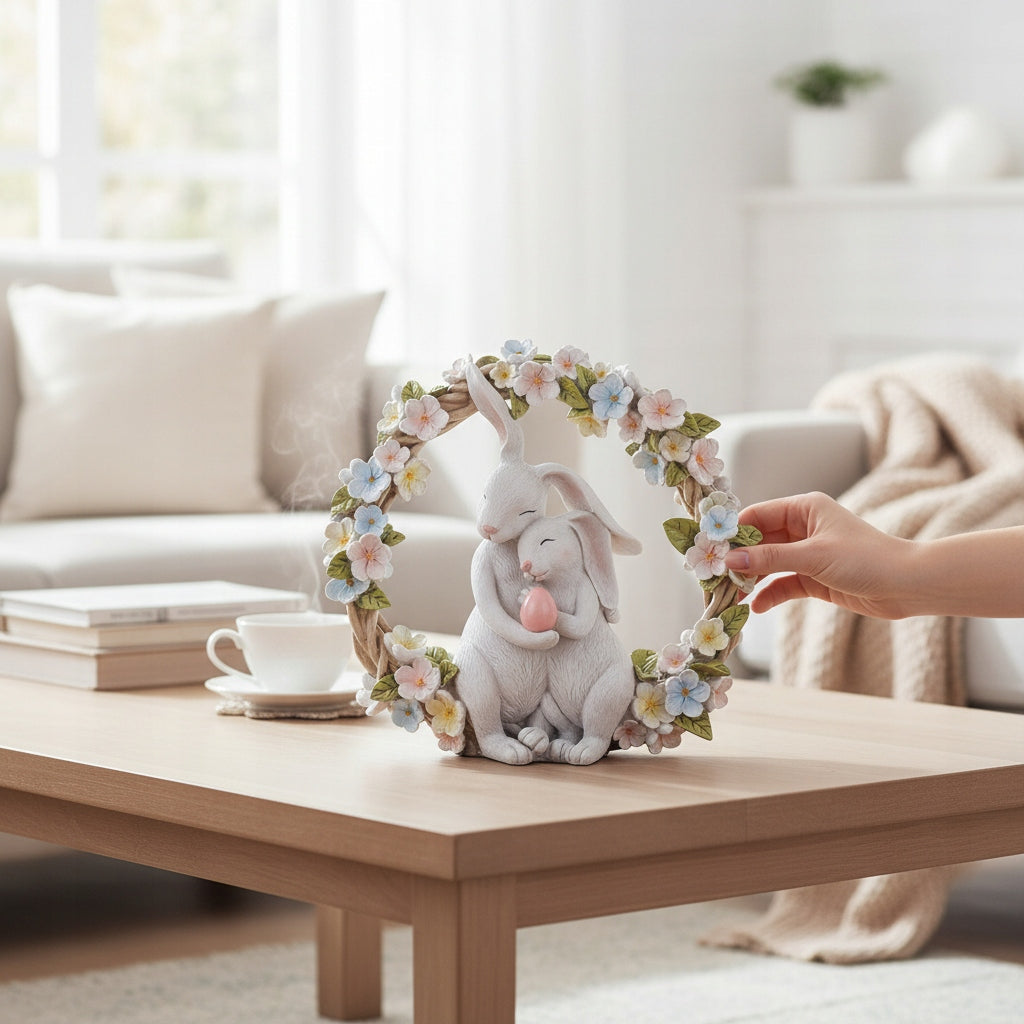 Króliczki figurka wielkanocna dekoracja wiosenna ozdoba zajączki 26 cm