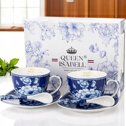 zestaw filiżanek z talerzykami porcelanowy filiżanki 2 szt komplet kawowy