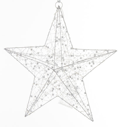 Ozdoba gwiazda LED metalowa srebrna 40x40x9 cm