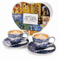 Kpl. 2 Filiżanki 2 Talerzyki 2 Łyżeczki porcelana niebieski, biały