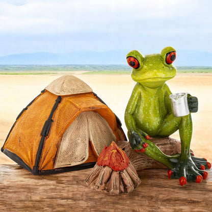 Figurka żaba żabka na wakacjach mistrz Campingu