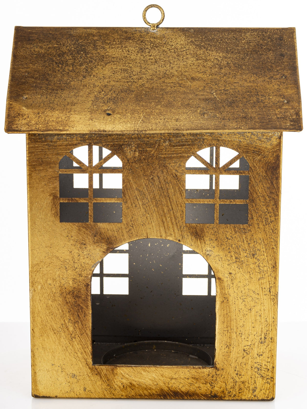 Figurka świąteczna Dekoracja Metalowa Domek złoty 29x21,5x14,5