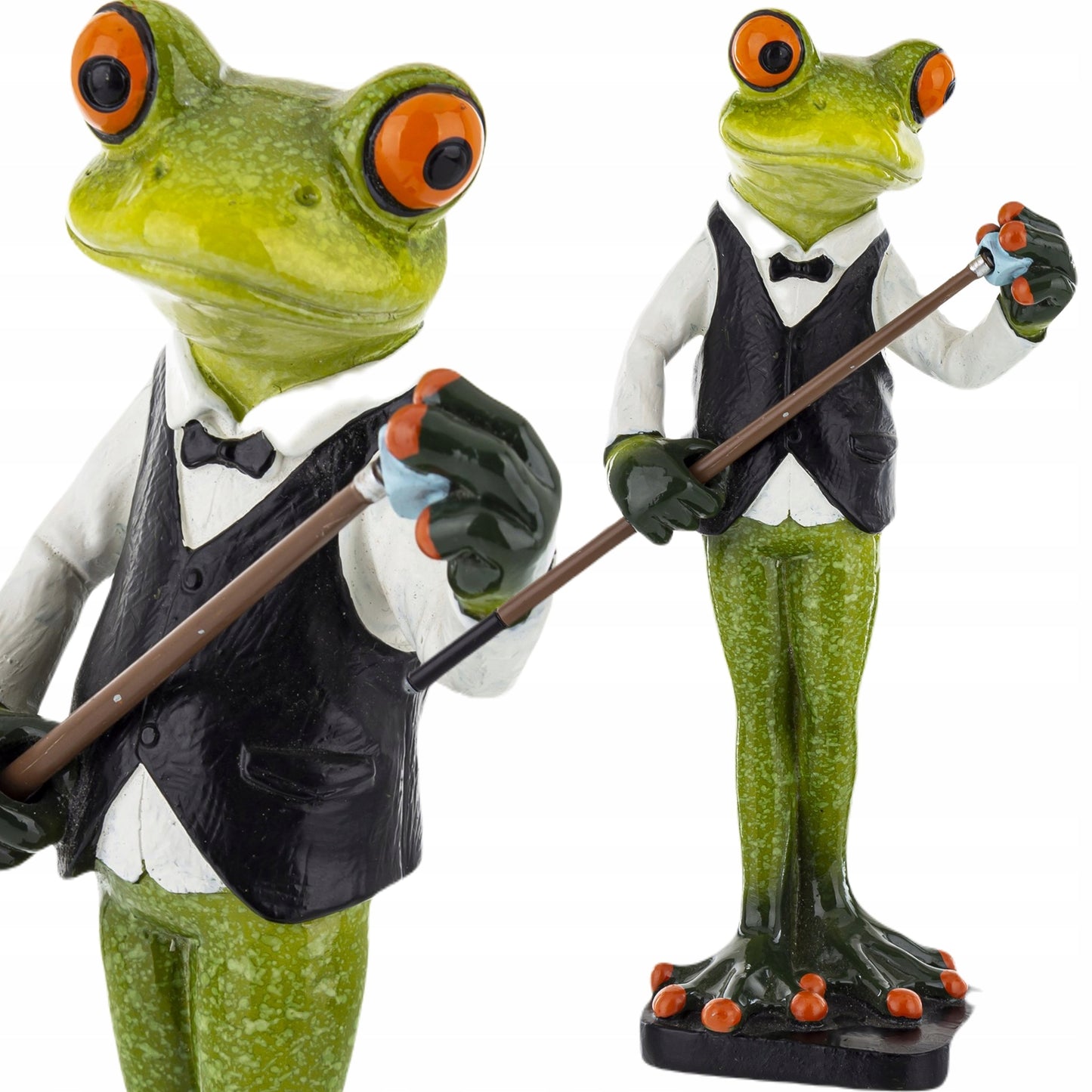 Figurka żaba pan żabka gra w bilard elegancik