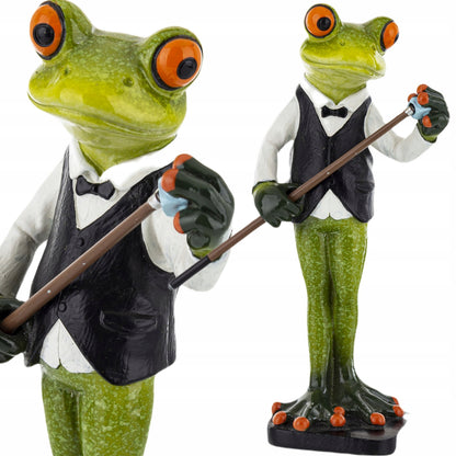 Figurka żaba pan żabka gra w bilard elegancik