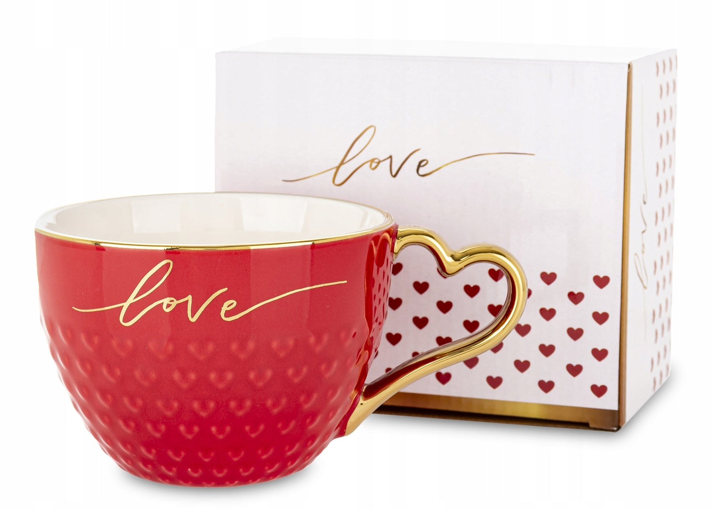 Porcelanowy kubek w ozdobnym pudełku na prezent love 500 ml filiżanka