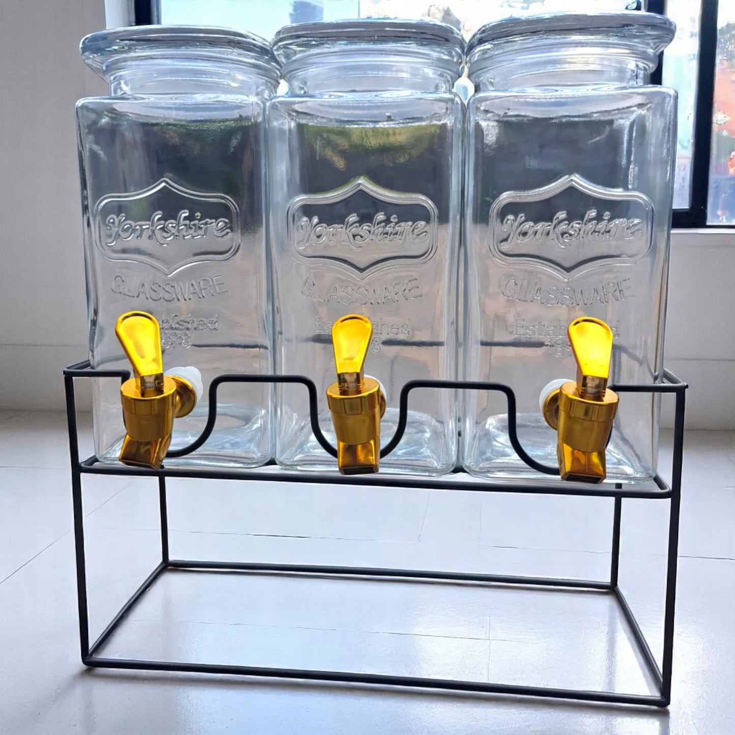 Komplet słoików z kranikiem 3x1,5L dozownik dystrybutor do lemoniady, soku