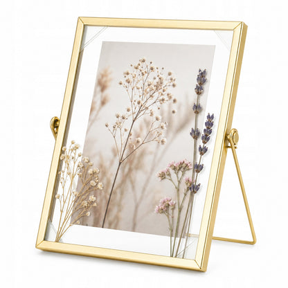 Ramka na zdjęcia metalowa złota float stawiana 22,5x19,5 foto 13x18 cm