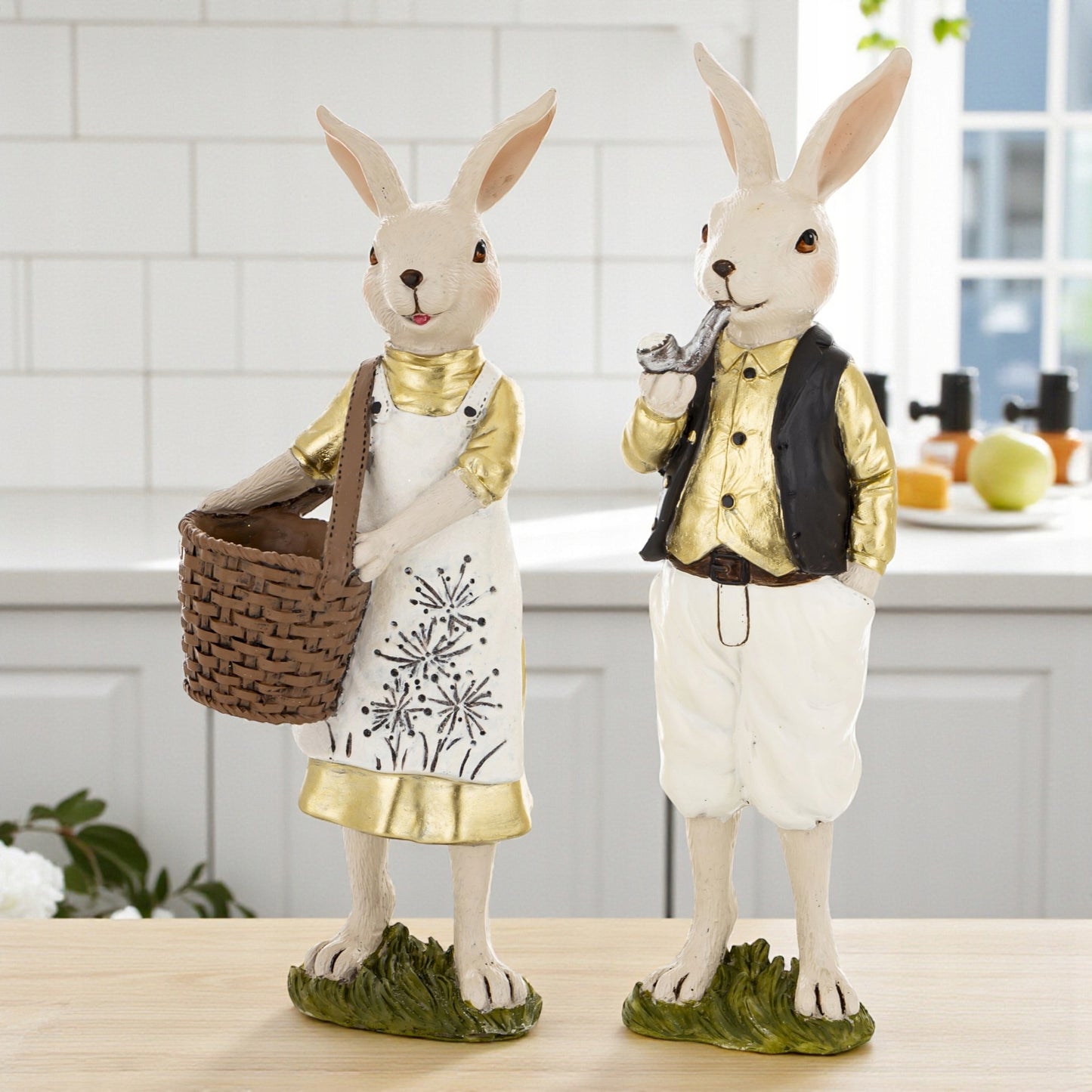 2szt zestaw figurek Pan i Pani Królik figurka wielkanocna zajączek 26 cm