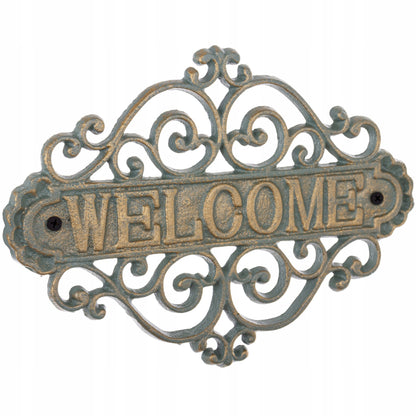 Dekoracja Żeliwna Ścienna tabliczka welcome powitalna ogrodowa metalowa