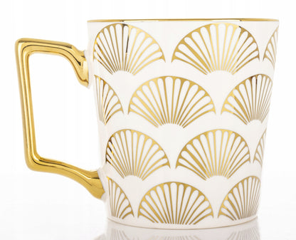 Porcelanowy Kubek elegancki złote ucho 310ml