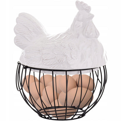 Figurka wielkanocna ceramika kura 27 cm koszyk wielkanocny dekoracyjny