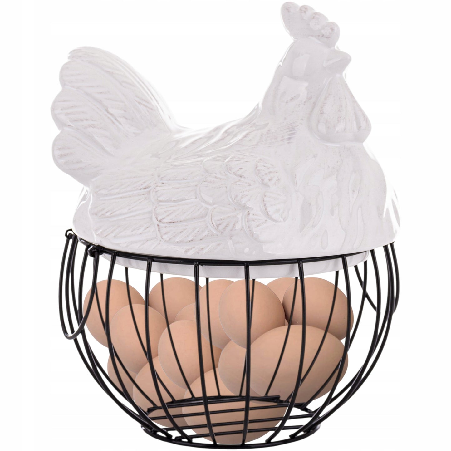 Figurka wielkanocna ceramika kura 27 cm koszyk wielkanocny dekoracyjny