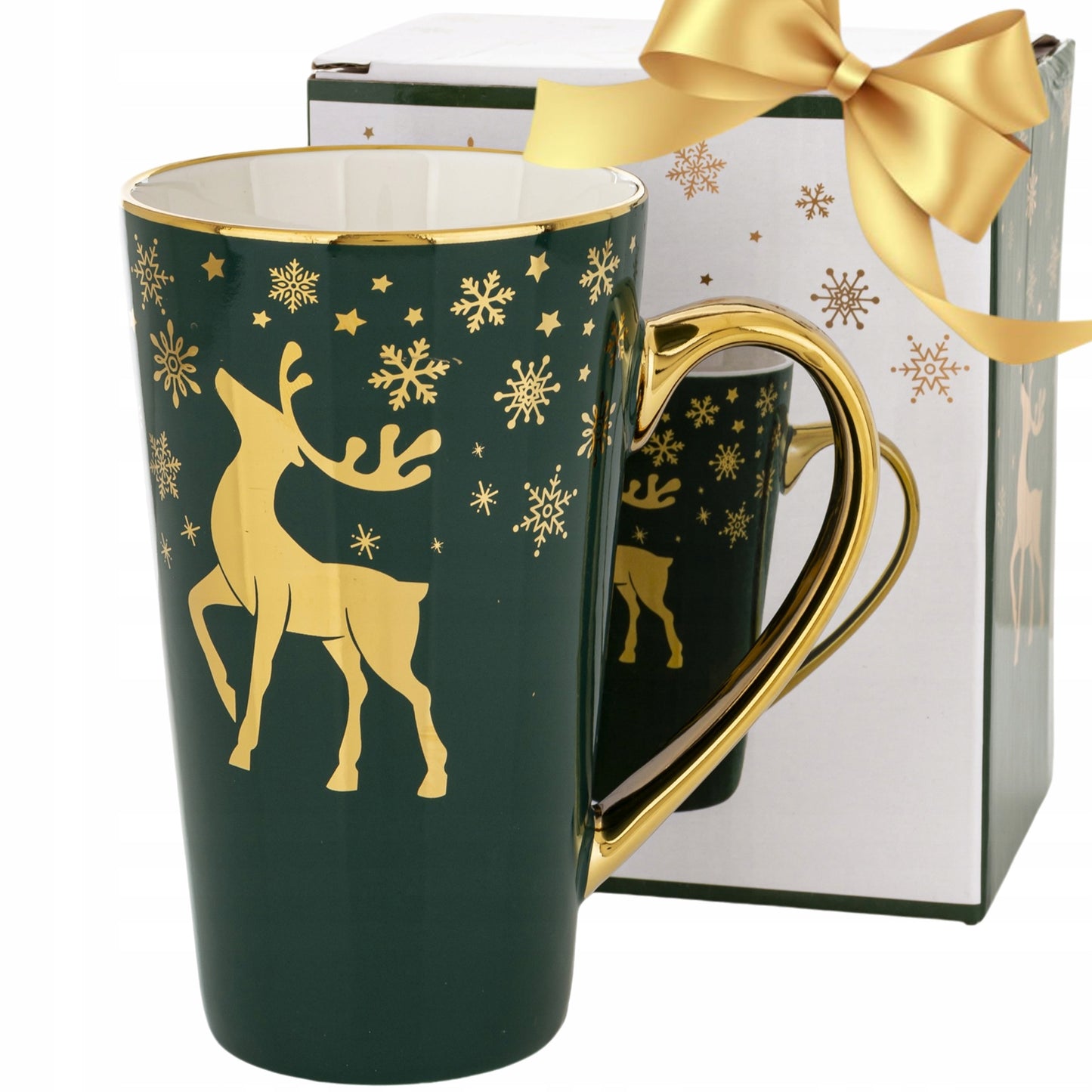 Kubek świąteczny porcelanowy w pudełku 450 ml duży prezent na mikołajki