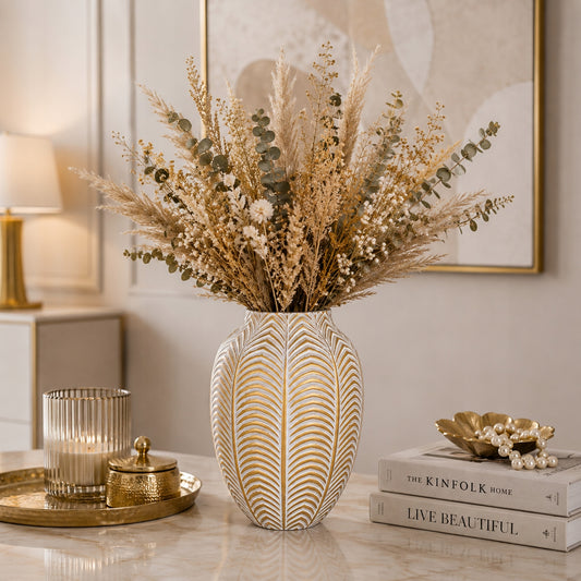 Duży wazon dekoracyjny biało-złoty styl glamour, modern classic, premium