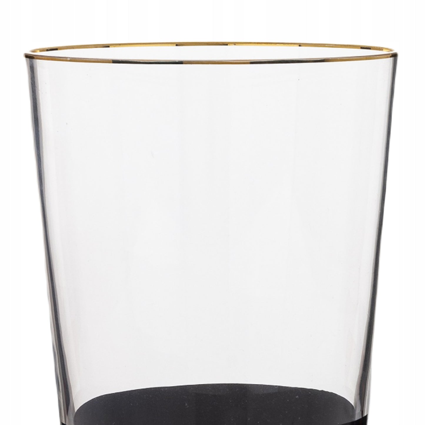 Wazon szklany 20cm czarno transprentny złoty pasek