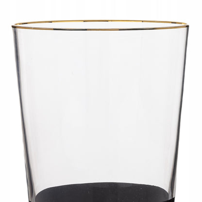 Wazon szklany 20cm czarno transprentny złoty pasek