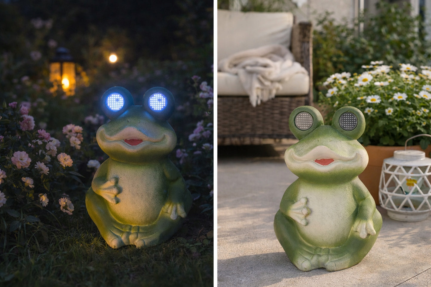 Solarna figurka Żaba lampa LED dekoracja ogrodowa z efektem ruchomych oczu