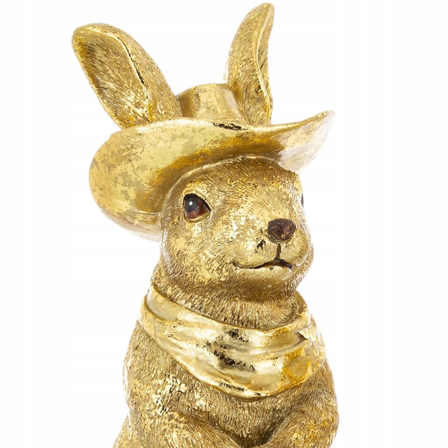 figurka zając królik zajączek w kapeluszu złoty 21 cm ozdoba wielkanocna