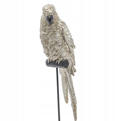 Figurka papuga na stojaku srebrny ptak wyjątkowa dekoracja 36cm