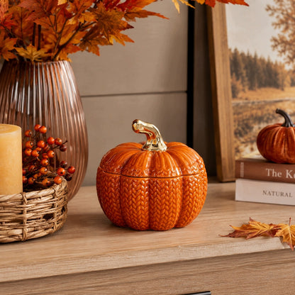dynia pojemnik dekoracyjny ceramiczny igurka jesienna ozdoba halloween 13cm