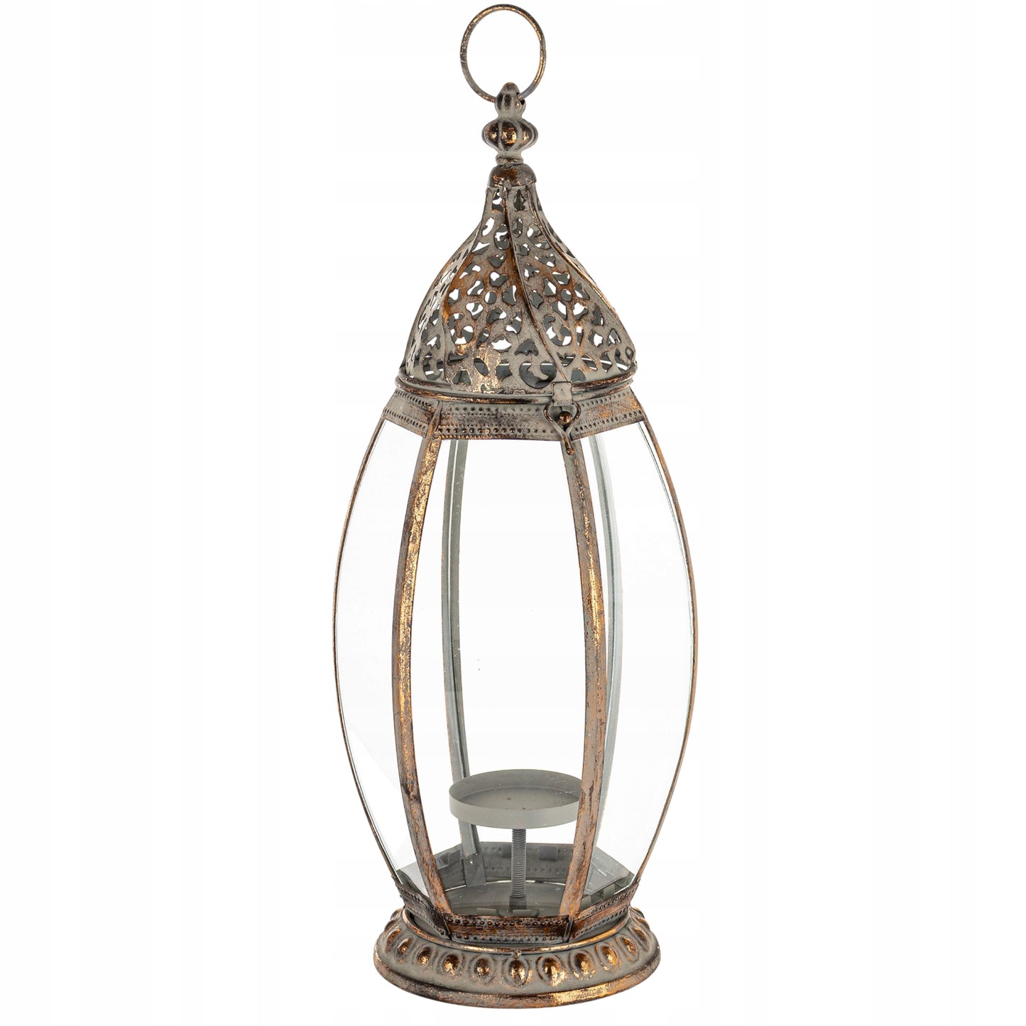 Lampion Latarenka Świecznik Metal Szkło Loft Rustykalny marokański 53 cm