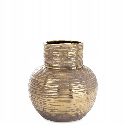 Wazon dekoracyjny ceramiczny 24 cm - brązowy -złoty cappucino
