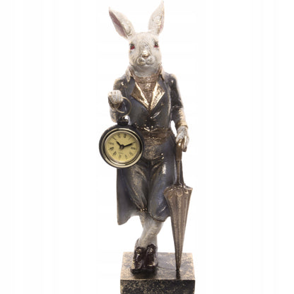 Figurka Pierrot biały królik z zegarkiem dekoracja vintage 34 cm