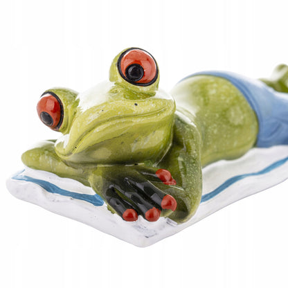 FIGURKA ŻABA PLAŻOWICZ 5x18x6cm żabka na wakacjach plaży opala się