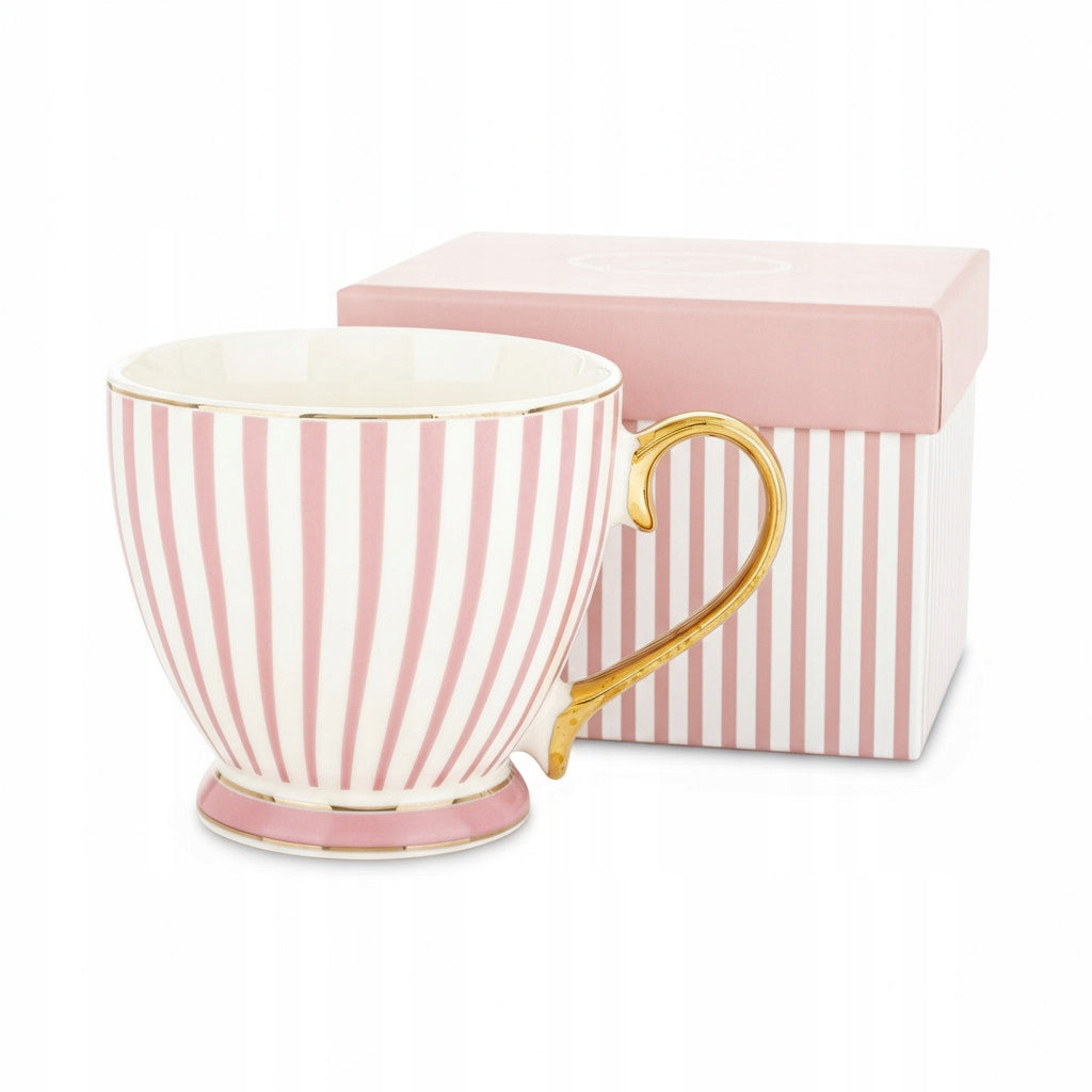 Kubek porcelanowy w pudełku na prezent różowy biały porcelana 450 ml