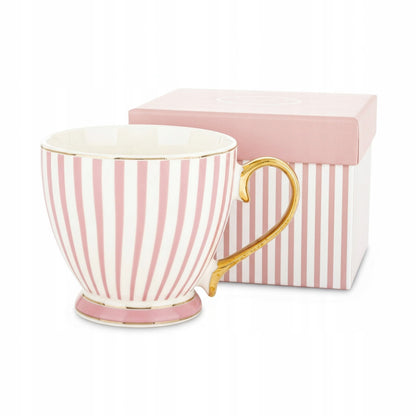 Kubek porcelanowy w pudełku na prezent różowy biały porcelana 450 ml