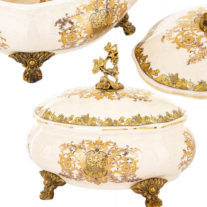 Szkatułka na biżuterię postarzany dekoracja ceramiczny retro złoty pojemnik