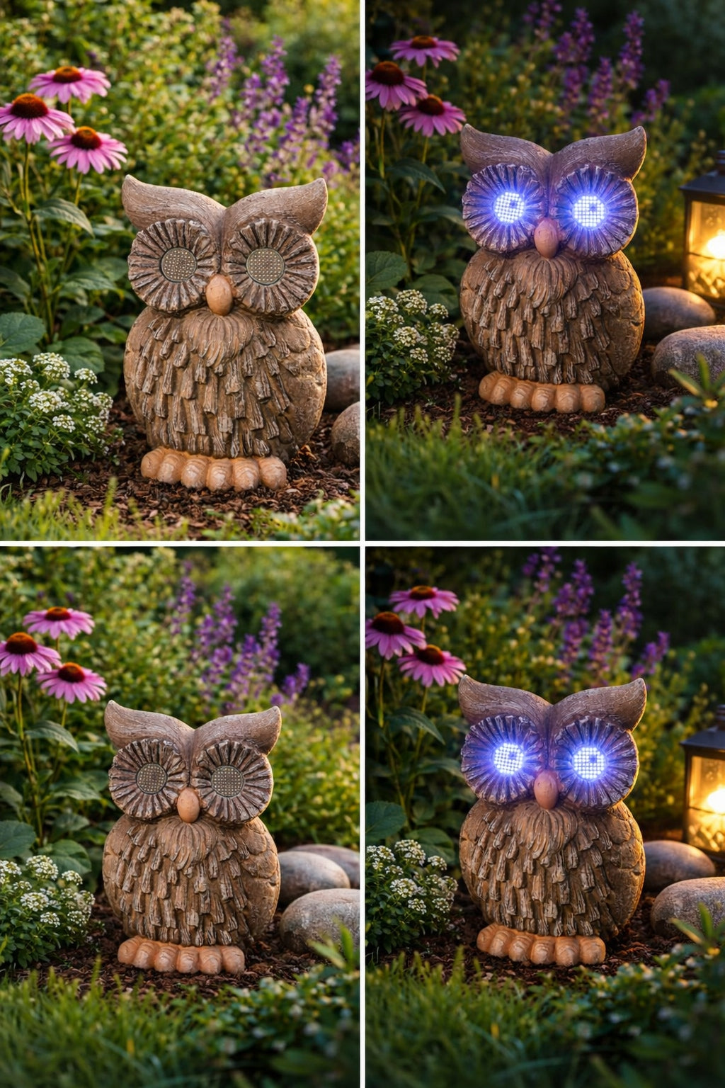 Solarna figurka Sowa lampa LED dekoracja ogrodowa z efektem ruchomych oczu