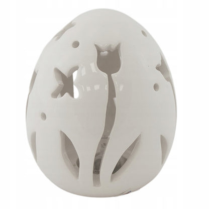Jajko LED ceramiczne białe lampion wielkanocny dekoracja ozdoba na baterie