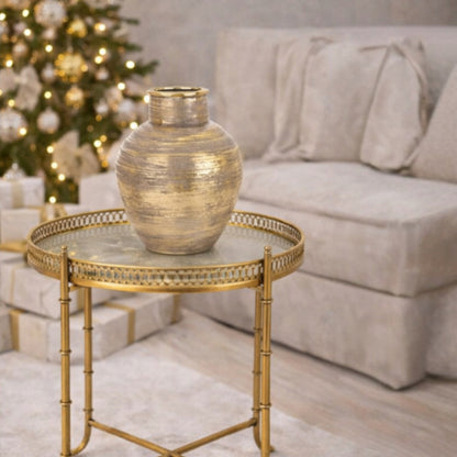 Duży Złoty wazon glamour dekoracyjny nowoczesny do salonu na kwiaty 35cm